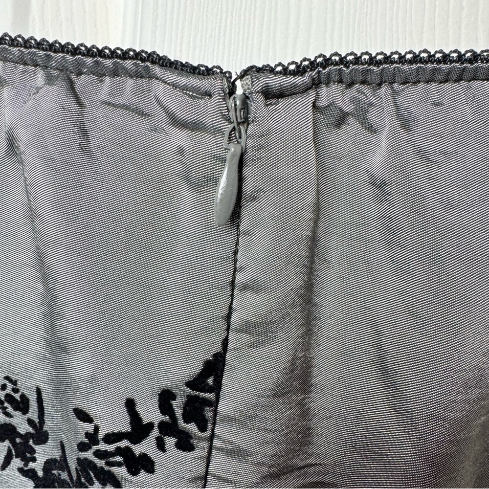 MSK Silver Black Velvet Floral Skirt XL – Holiday Party Dress Midi - Picture 9 of 12